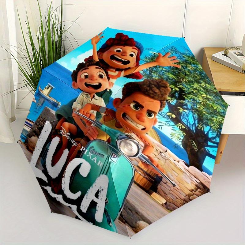 Disney Pixar Luca Automatic Folding Umbrella - 3 Folding Design, Vivid Cartoon Pattern, Suitable for Outdoor Activities, A Gift for Fans In