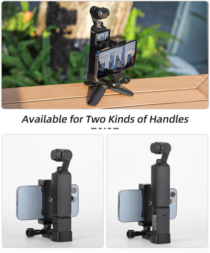 For DJI Pocket 3 Phone Holder Set Expansion Accessories with 1/4" Thread Hole Compatible with DJI Osmo Pocket 3 and Smartphone