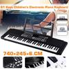 USB 61 Keys Music Electronic Keyboard Electric Digital Piano Organ with Microphone/Music Stand Chirdren Gifts white/Black