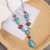 Retro Long Turquoise Necklace Women's Personality Exaggerated Temperament Sweater Chain Tibetan Versatile Hanging Jewelry