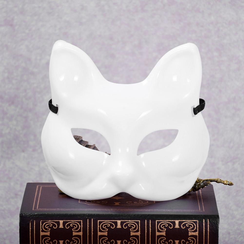 DIY White Masquerade Masks Handmade Japanese Kabuki Kitsune Masks Plastic Creative Funny Multi-function Fancy for Costume Party