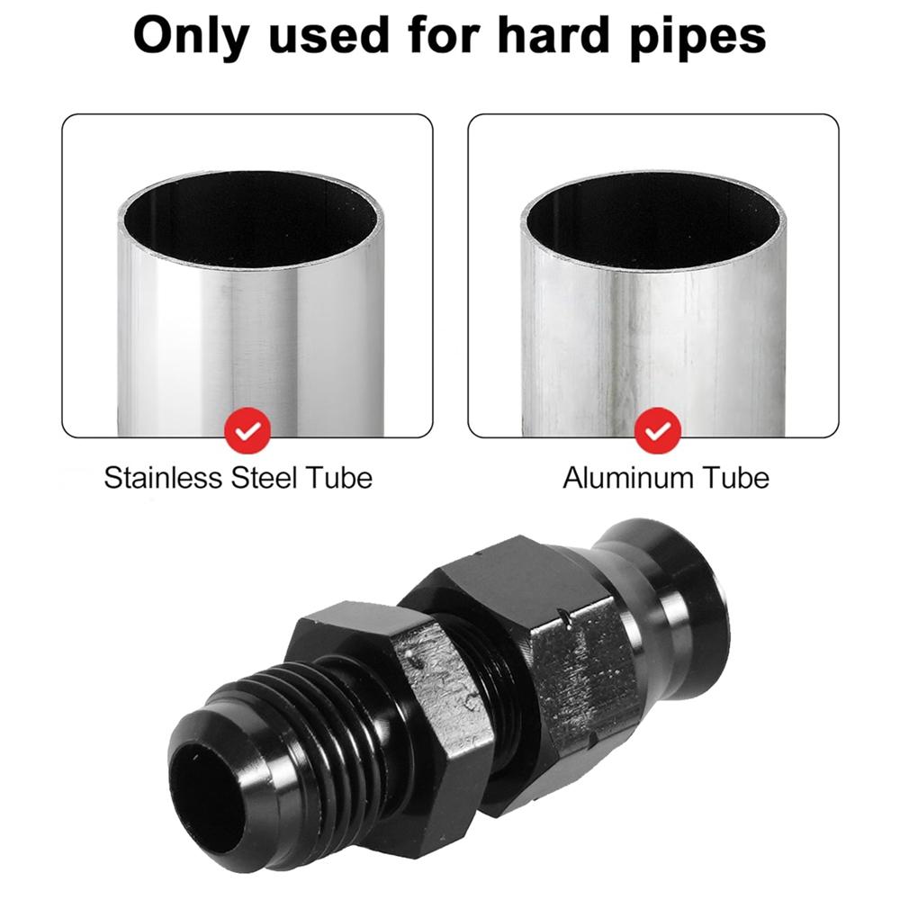 6AN Male Flare to 5/16" Fuel Hardline Tube Fitting Adapter 6AN Male Flare to 3/8" Straight Connector Aluminum Alloy Anodized