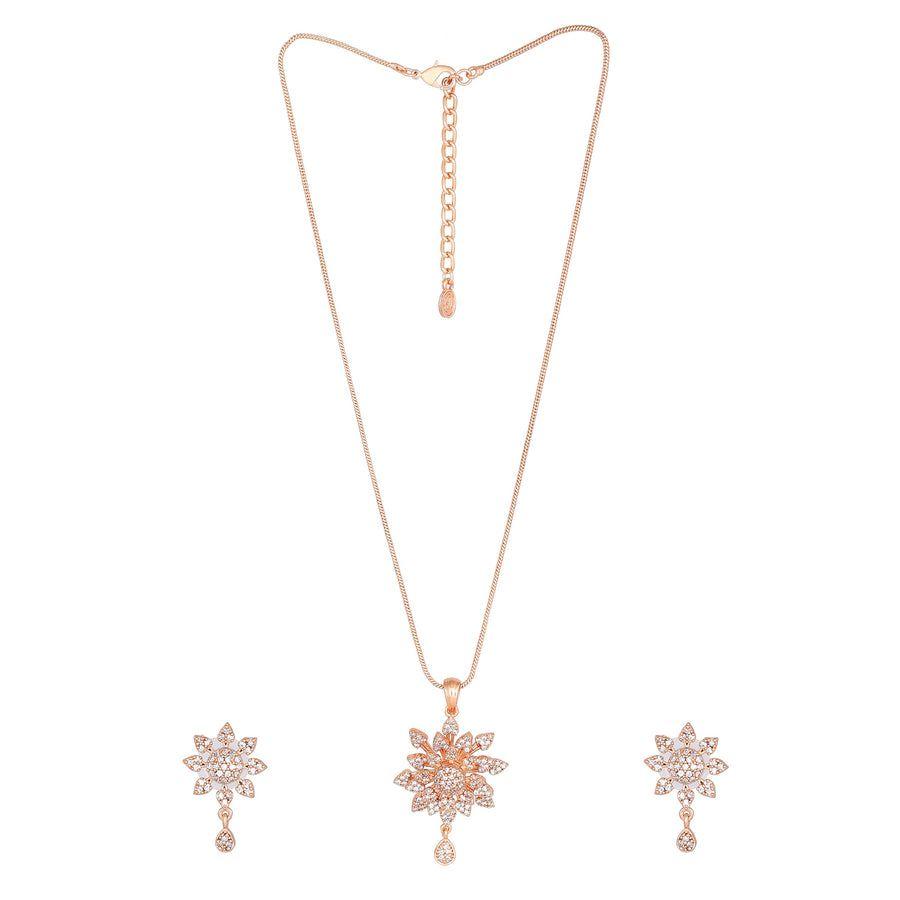 Набор дизайнерских подвесок Estele с розовым золотом и CZ для женщин с цветочным принтом