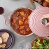 Le Creuset литой металлический эмалированный горшок, двуручный, чугунный, Cocotte Ronde, 20 см, шифоново-розовый, газовая духовка IH, можно мыть в посудомоечной машине