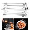 Stainless Steel Grilled Cage Roaster Rotating Grill Barbecue Meat Skewer Tool