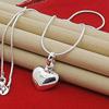 925 Silver Heart Pendant Necklace Chain For Women Girls Silver Jewelry