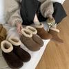 2025 Autumn and Winter New Woolen Lamb Wool Snow Boots Versatile Mango Head Comfortable Women's Velvet Cotton Short Boots