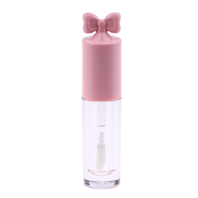 Cute Creative Bow Shape Lip Gloss Tubes Clear Empty DIY Cylindrical Lip Balm Tubes 2.5ml With Wand Refillable Lipstick Bottle