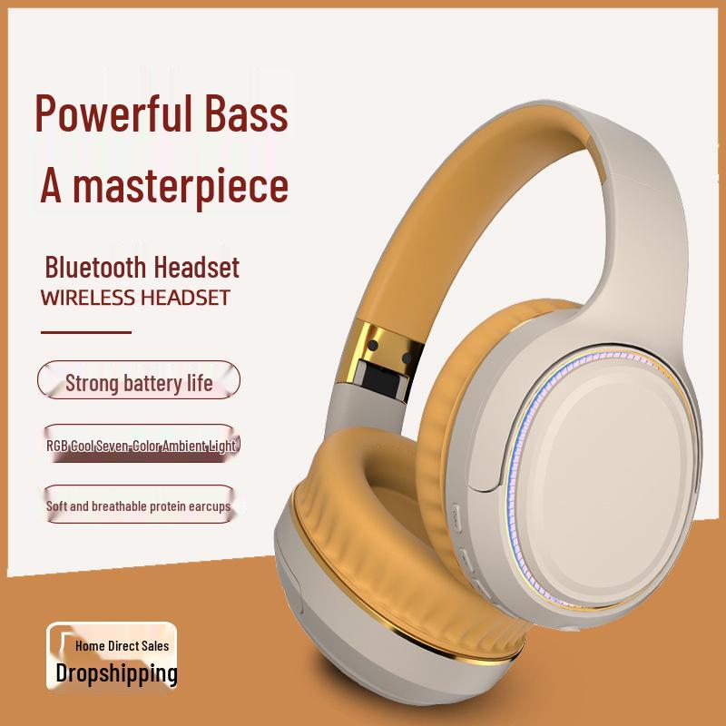 Игровая Bluetooth-гарнитура с подсветкой, закрытого типа, с длительным временем работы от аккумулятора и мощными басами (собственная разработка)
