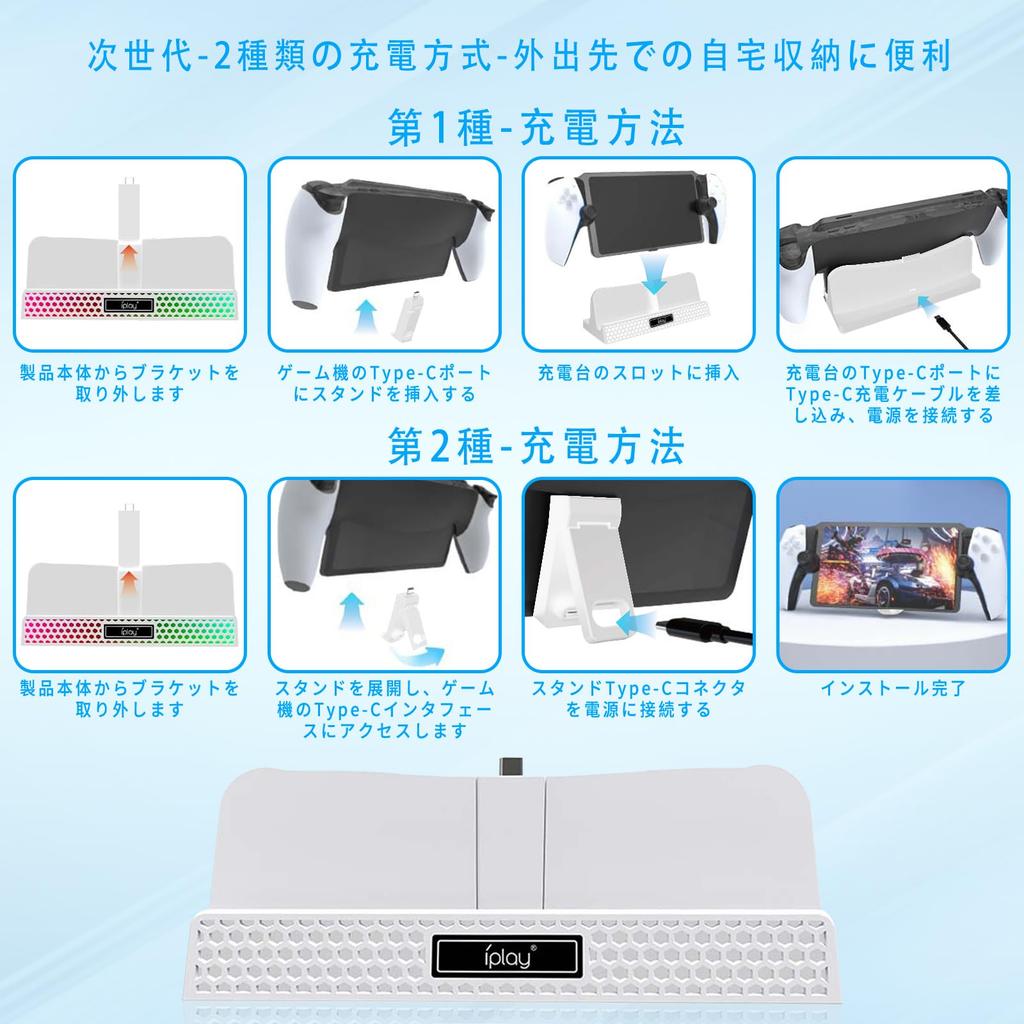 Подставка для зарядки PS Portal 2-го поколения Типы зарядки Док-станция для зарядки пульта дистанционного управления для PS5 Portal со светодиодной быстрой перезарядкой Может заряжаться просто