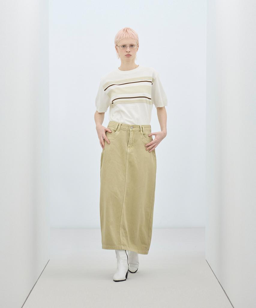 IRONYPORNO WHITELINE 86-Iroj048 Color Mix Round Short Sleeve Knit 4 Colors