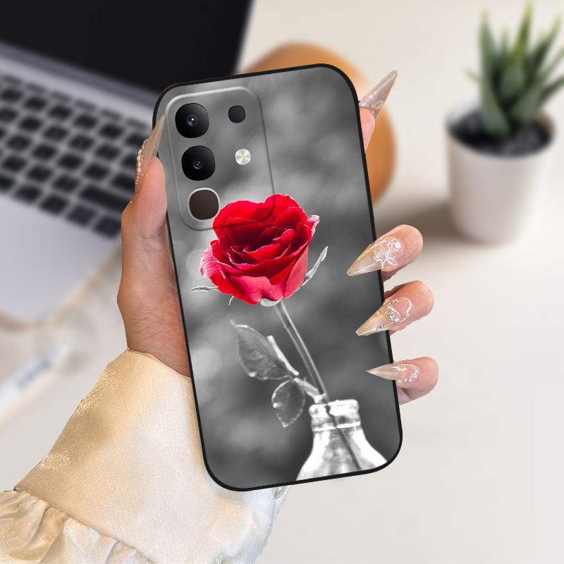 Для vivo Y29 4G Чехлы Y 29 Милый Мультяшный Принт Черный Мягкий Силикон ТПУ Чехол для Телефона Для Vivo T4x 5G Защитный Fundas Чехол Capa