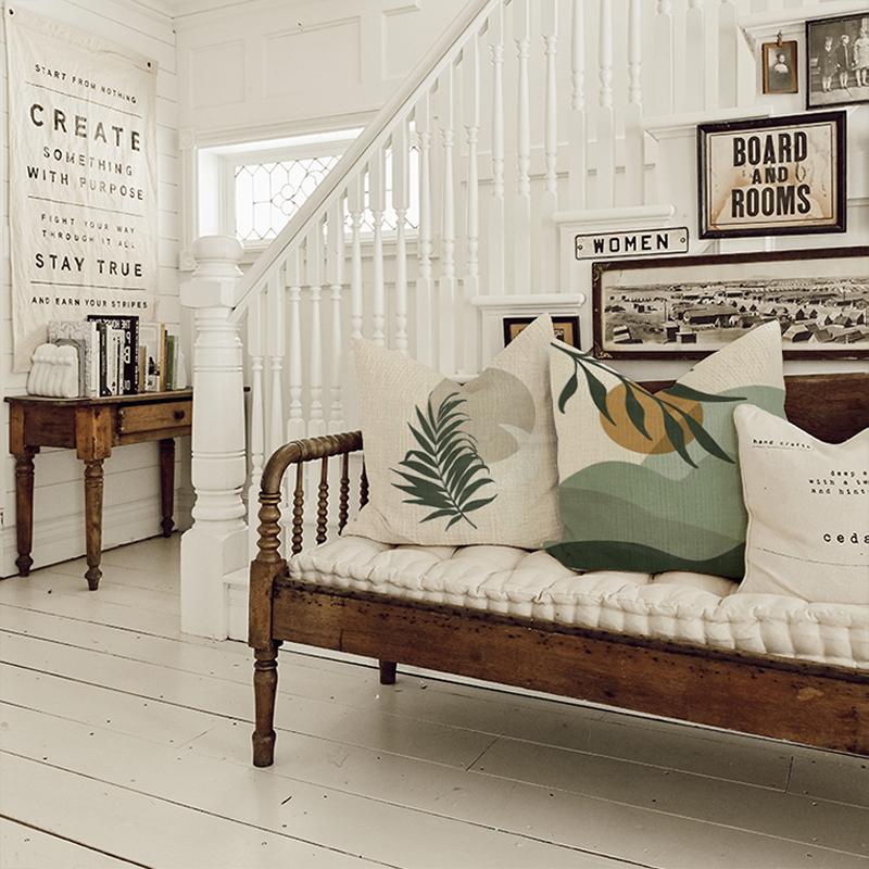 Бохо Геометрические Листья Цветочный Наволочка Домашний Декор Луна Солнце Цветы Лен Наволочка Декорация Диванная Наволочка