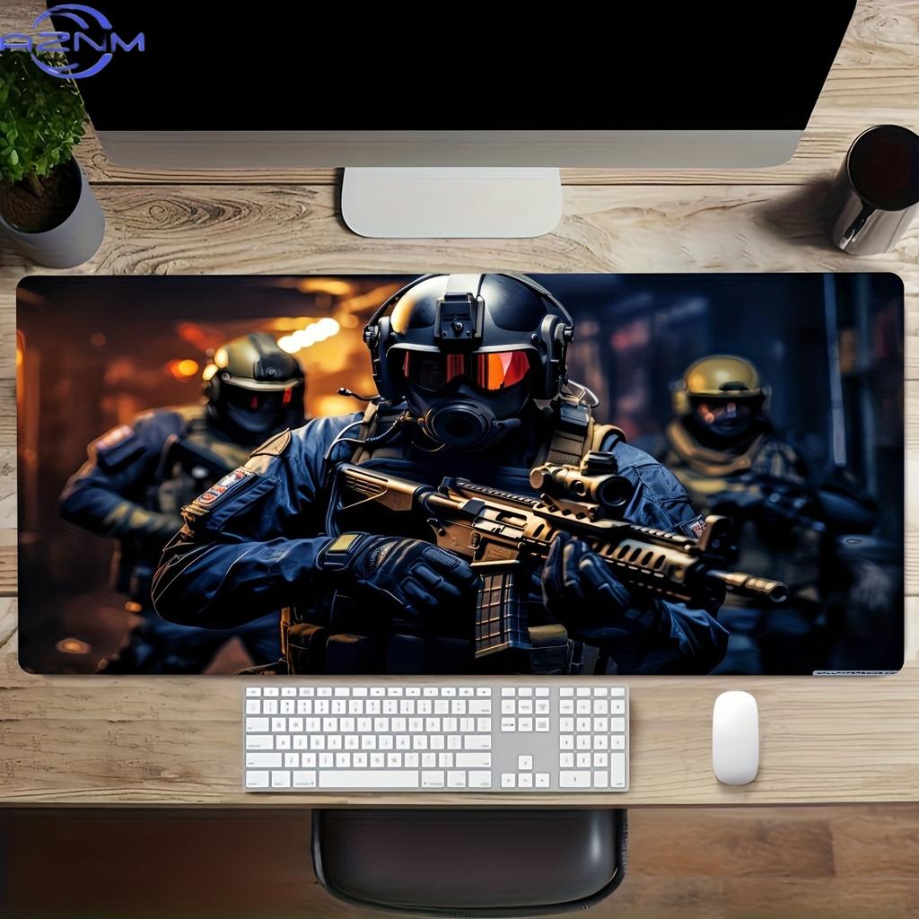 Large Gaming Soldier Pattern Large Graphic Desktop Mouse Pad NonSlip Desk Pad For Office Pc Laptop Gaming For Desk Accessory
