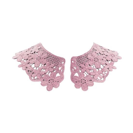 Yousheng 1 Pair Embroidered Collar Women Lace Neckline Hollow Lace Fabric Trim Applique for DIY Sewing Halloween Cosplay