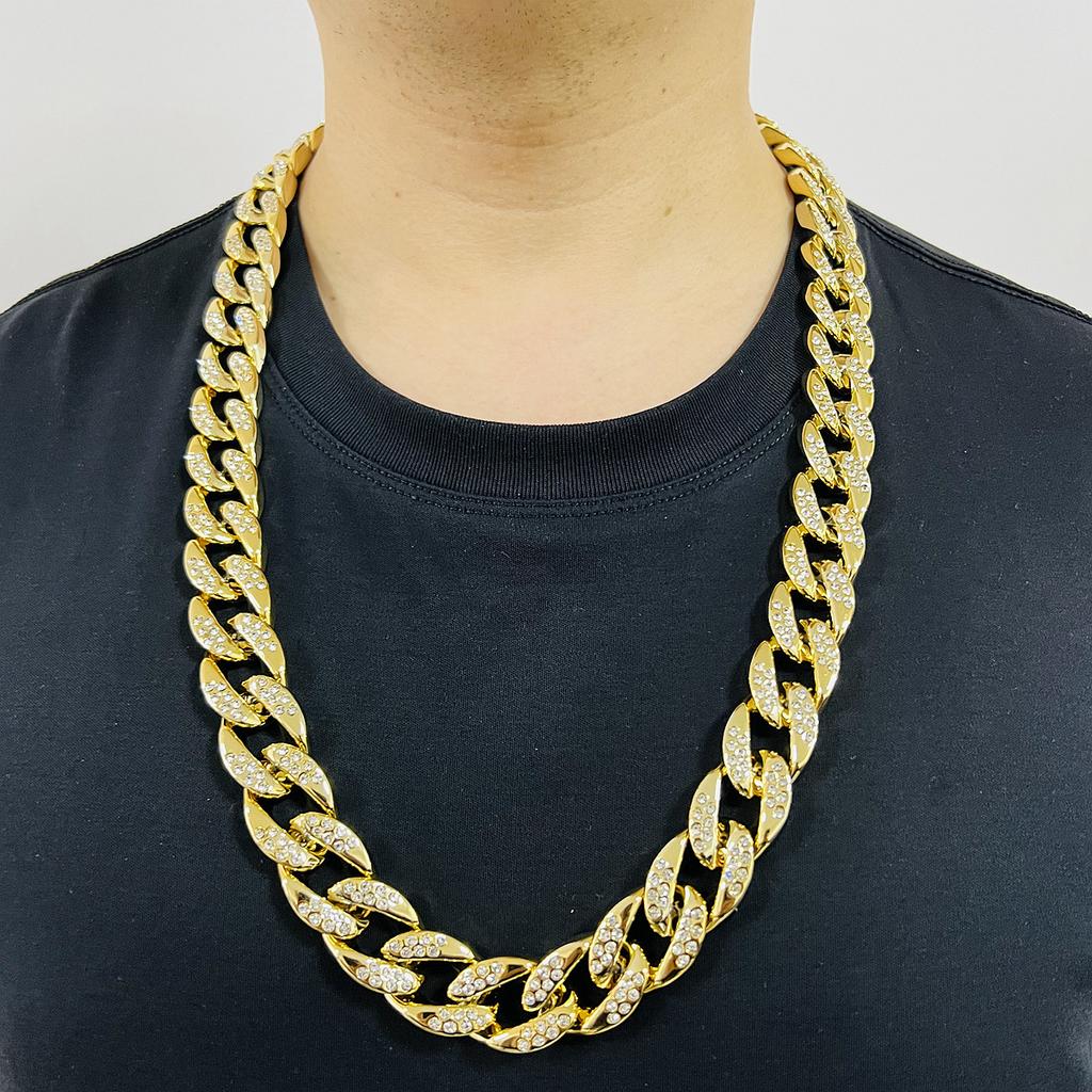 Ожерелье для женщин и мужчин Ожерелья Хип-хоп Аксессуары для хип-хопа Панк Бриллиантовое Ожерелье Мужское Акриловое Полное Бриллиантовое Кубинское Цепь Элегантное Ожерелье