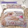Cute Cupid rabbit Pattern Bedding,Quilt Set Quilt Cover Pillowcase Home Birthday Gift (1*duvet cover+2*pillowcase,without core)XSJT0917383