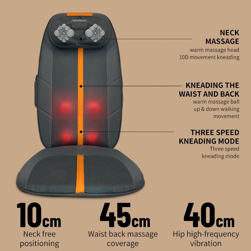 Массажная подушка для поясницы и спины, массажное кресло с электрическим подогревом, подушка для шеи и плеч, массажная подушка для тела, облегчение позвоночника