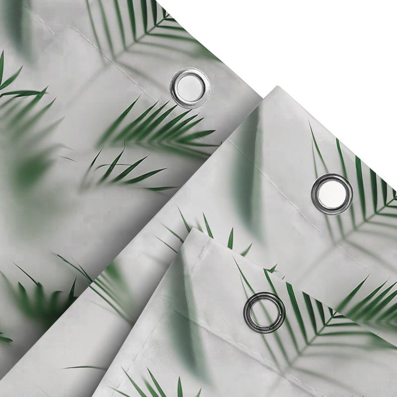 Waterproof Shower Curtain with Tropical Palm Leaves Design Heat Resistant Machine Washable Non-Transparent 180x180cm