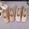 2025 новые осенние туфли на плоской подошве женские из мягкой кожи простые туфли с квадратным носком и небольшим вырезом повседневные туфли в стиле ретро с одной педалью ленивые
