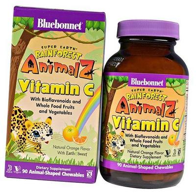 Жевательный Витамин С для детей, Animalz Vitamin C, 90таб Апельсин (36393018)