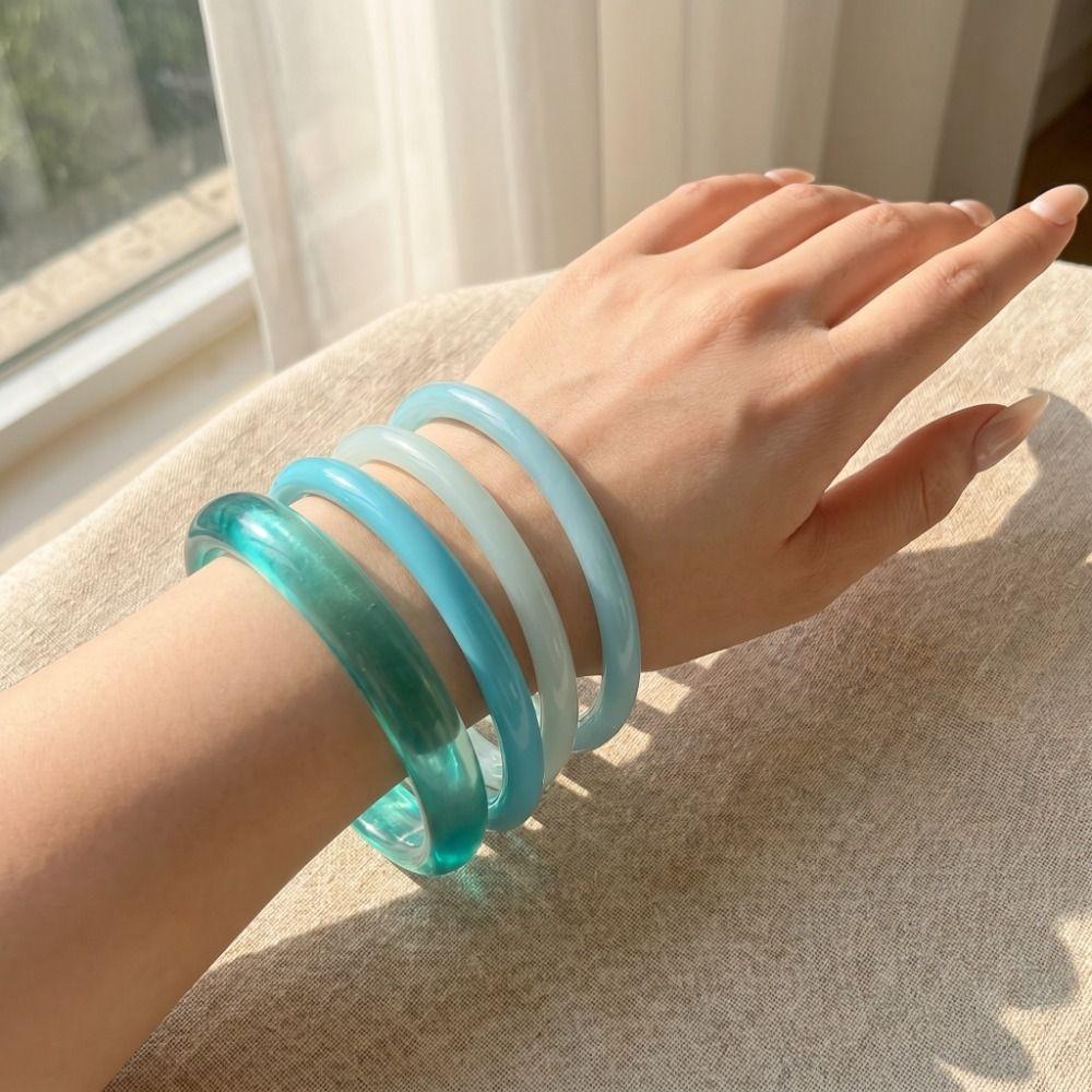 Wristband Acrylic Bracelets Set 4Pcs/Set Boho Bracelets Vintage Geometric Bracelets Women