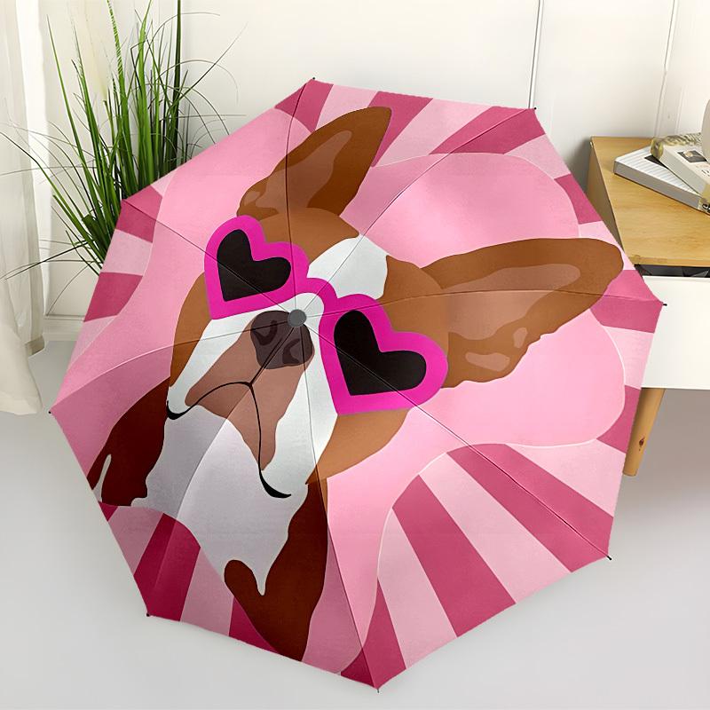 1pc Dog Love Automatic Folding Umbrella Durable Iron Frame, Iron Umbrella Structure Suitable for All Seasons yy260203117