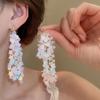Серьги-кисточки из жемчуга 'Серебряная игла': Ретро цветочный дизайн, милая личность, роскошные серьги-гвоздики для женщин