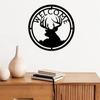New Deer Buck Head, Deer Family Elk Head Welcome Sign - 12.5" Round Metal Wall Art for Rustic Home Décor and Outdoor Spaces