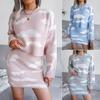 Women 2-Piece Knitted Top Skirt Set Long Sleeve Printing Crop Jumper Sweater + Wrap Hip Mini Bodycon Skirts