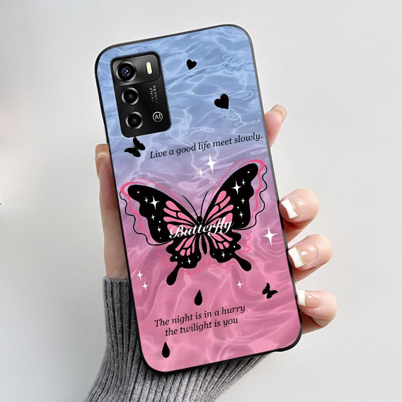 Casing For ZTE Blade A72 4G V40 Vita Phone Case Shell Aesthetic Cute Cat Astronaut Fashion Matte Black Protective Soft TPU Cover