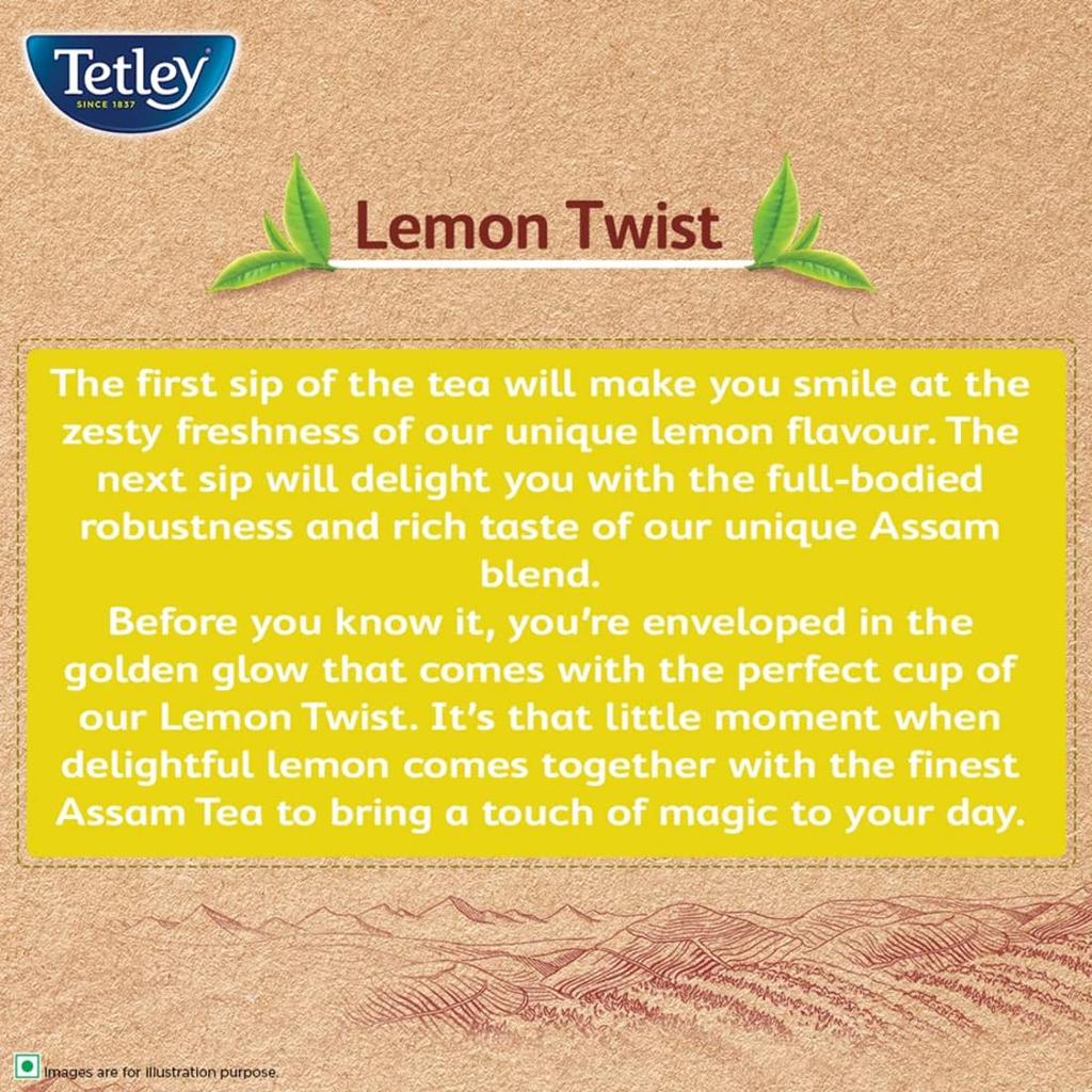 Чай черный Tetley Lemon Twist 50 пакетиков 100 г Освежающий ассамский чай с пикантным лимонным вкусом