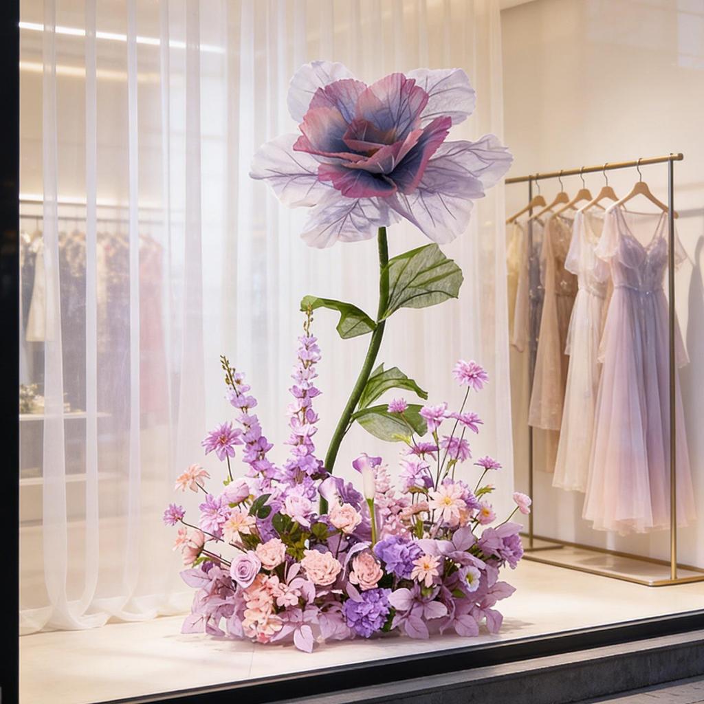 Purple Artificial Flowers for Window Display, Scene Decoration, and Clothing Store Visual Merchandising