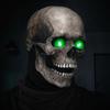 Eye-catching Cosplay Face Cover Emulsion Glowing Realistic Movable Mouth Jaw Skin-friendly Skull Halloween Face