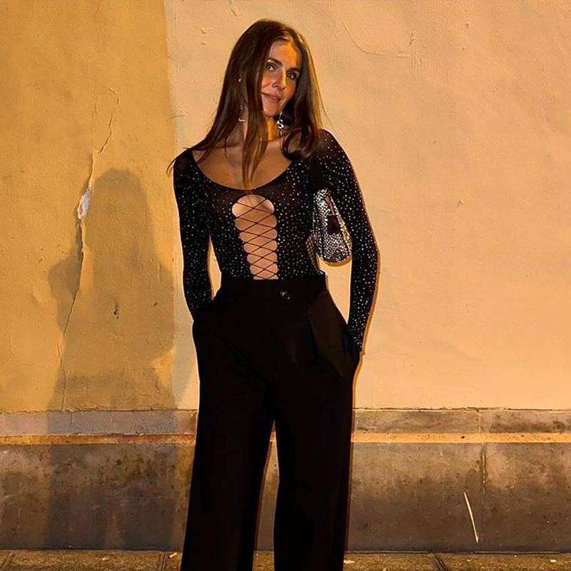 Летняя одежда женская прозрачная сетка модная с длинными рукавами с открытыми плечами с вырезами кроп-топ одежда футболка готика каваи