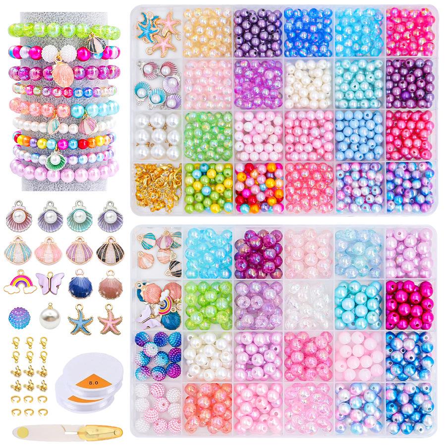 DIY Bracelet Bead Kit Jewelry Making Supplies Charms Mixed Colors 500pcs