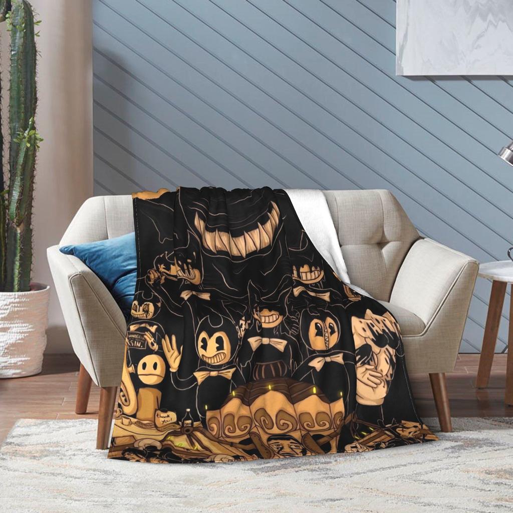 Bendys Horror Game Inked Machines Fashion Blanket Coral Fleece Plush Printed Puzzle Multi-function Lightweight Throw Fashion Blanket for Hom