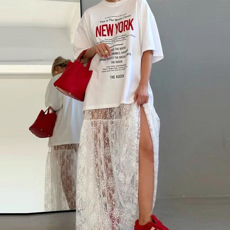Юбка из кружевного жаккарда, прозрачная, женская, летняя, новая, с высокой талией, сексуальная, повседневная, длинная, юбка 2025 года, уличная мода, белая макси-юбка