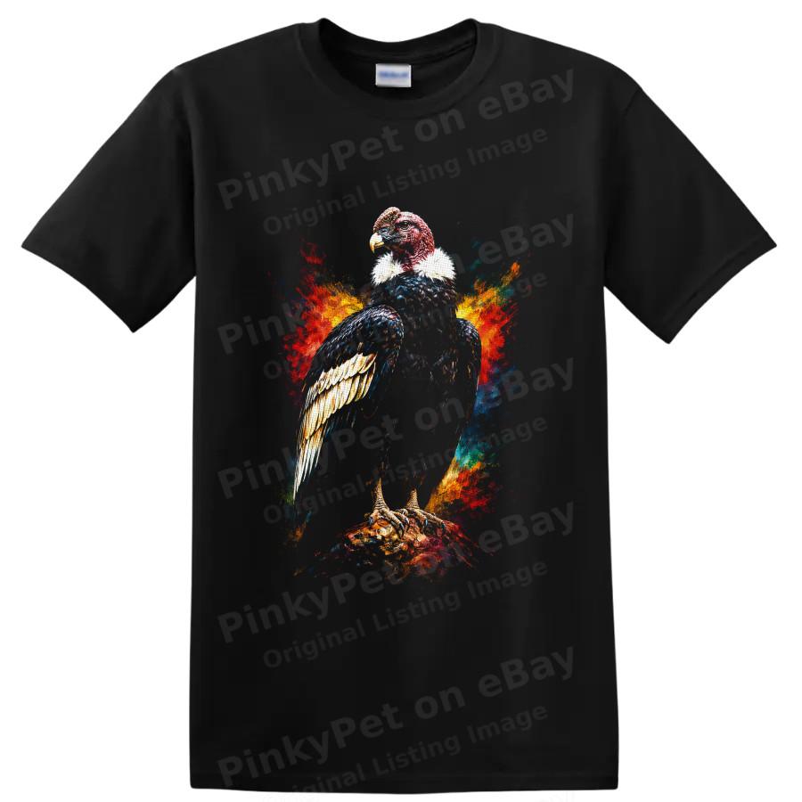 Vulture T Shirt Colorful Bird of Prey Graphic Wildlife Art Unisex Tee Gift Cool