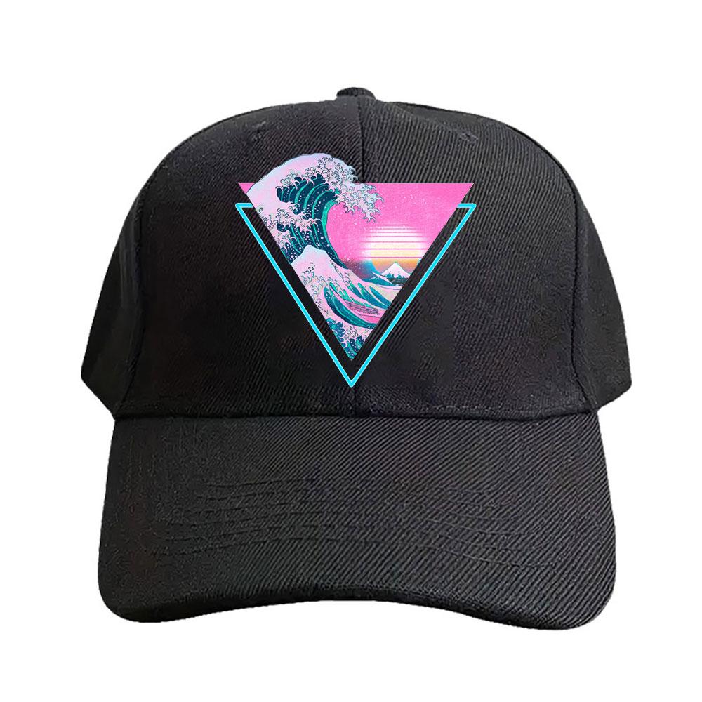 Vaporwave Aesthetic Great Wave Retro Triangle Cap Summer Women Unisex Adult Adjustable Printed Baseball Caps Trucker Cap