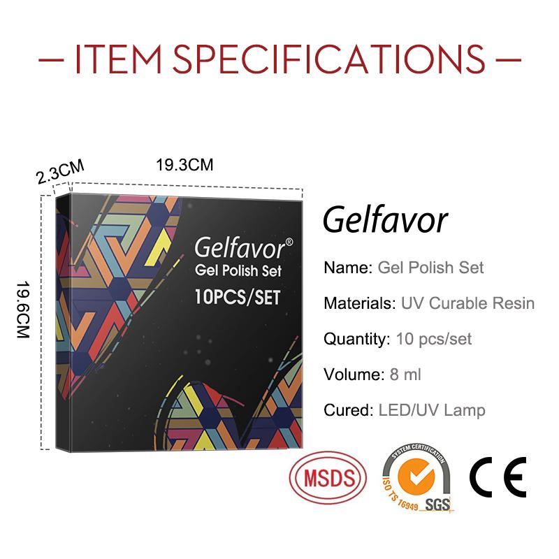 Gelfavor 6/10 шт., 8 мл, набор гель-лаков для ногтей, замачиваемый УФ-гель-лак, яркий для дизайна ногтей, светодиодная/УФ-лампа