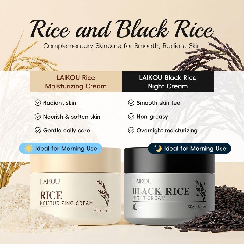 LAIKOU Black Rice Night Cream 30g - Overnight Moisturizing Face Cream with Ceramides & Niacinamide for Glowing, Hydrated Skin