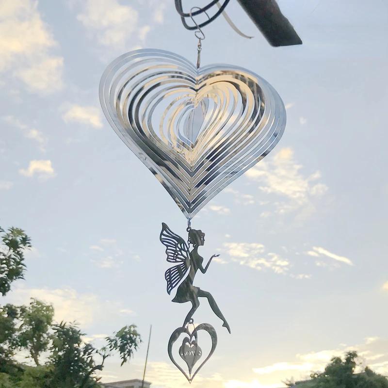 Fairy Wind Spinner Garden Wind Chimes Hanging Decorations Outdoor Wedding Kawaii House Home Room Decor Bell Valentine's Day Gift