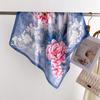 Синий Рифма Цветок Тень Принт Шелковый Платок Квадратный Платок Высококачественная Шаль Универсальный Шейный Маленький Квадратный Платок Головной Платок