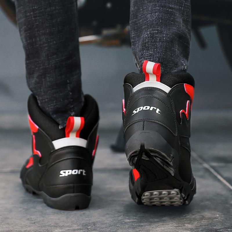 Мотоциклетные ботинки мужские высокие профессиональные ботинки для езды Модные уличные больших размеров повседневные на мягкой подошве спортивные ботинки Мотоциклетные ботинки