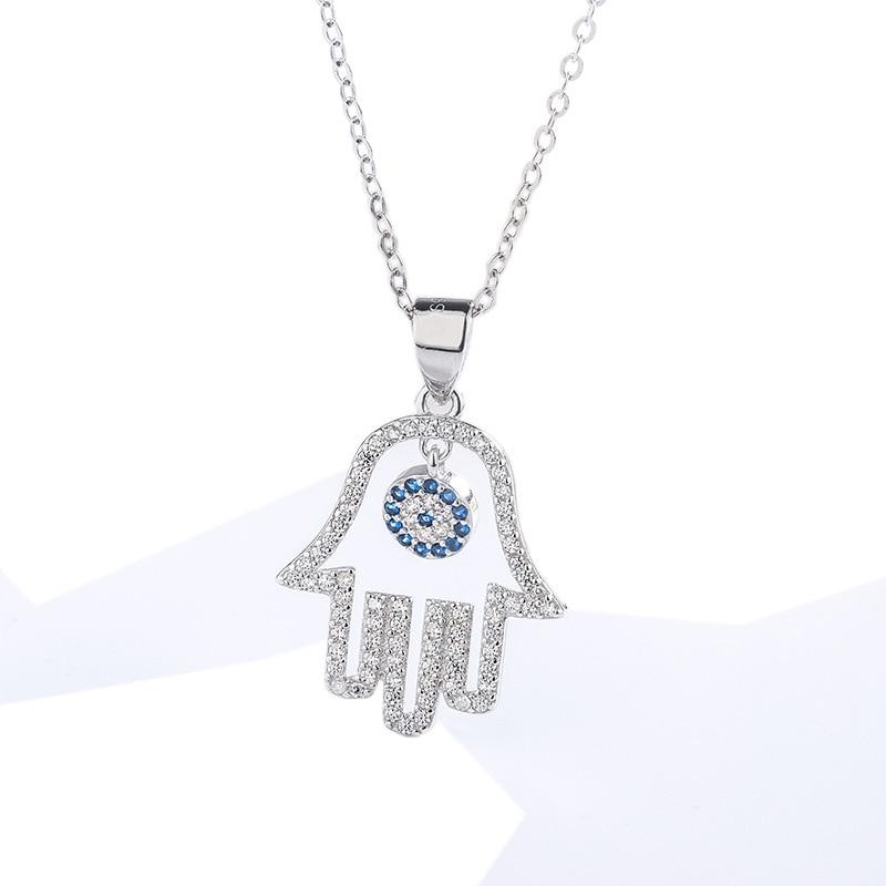 Серебряное ожерелье S925 Palm Turkish Eye с подвеской, модное, индивидуальное, из стерлингового серебра для женщин