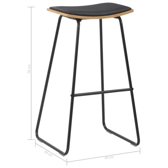 VidaXL 4x Tabourets de Bar Chaise de Pub Tabouret de Comptoir Siège de Bistro Chaise de Comptoir Salle à Manger Cuisine Noir 3054560
