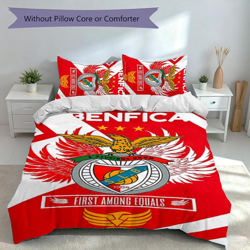 3pcs Sport Lisboa e Benfica Duvet Cover Set, Includes 1 Duvet Cover and 2 Pillowcases,Skin-Friendly&Comfortable Fabric,Suitable Bedding Sets