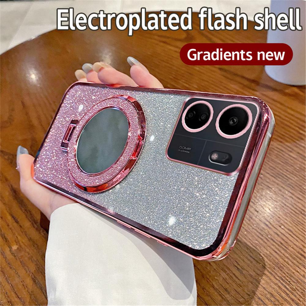 Градиентный Блестящий Зеркальный Чехол-подставка с кольцом для телефона для Xiaomi Redmi A3 13C 12 12C 10 10C 10A 9 9C 9A A1 Plus Мягкая силиконовая задняя крышка