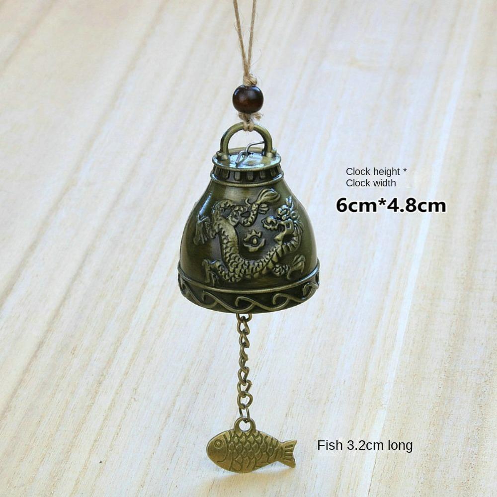 New Auspicious Wind Chime Dragon and Fish Patterned Handmade Pendant Temple Wind Bell Decoration Retro Wall Hanging Bell